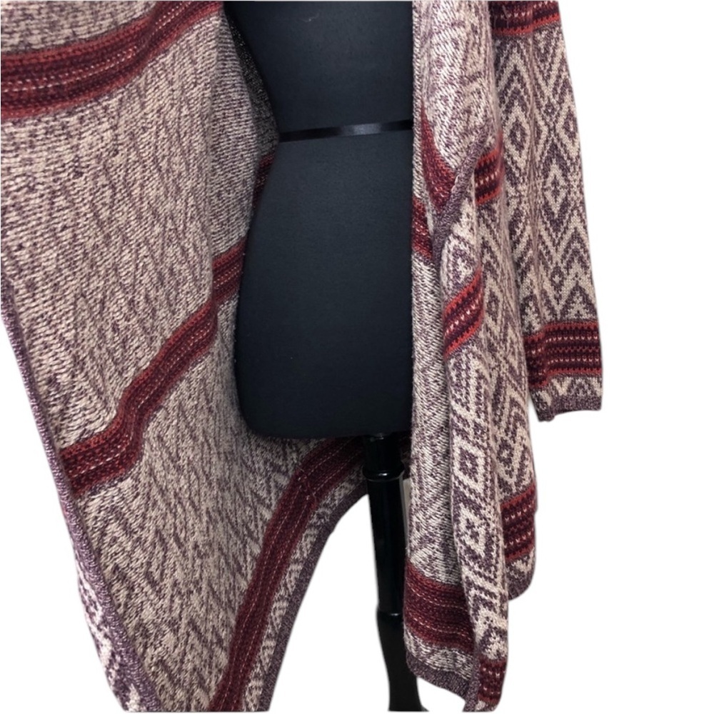Ruby Moon Burgundy And Cream Patterned Cardigan - image 7
